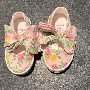 Janie and Jack Pink Floral Bow Kids Shoes